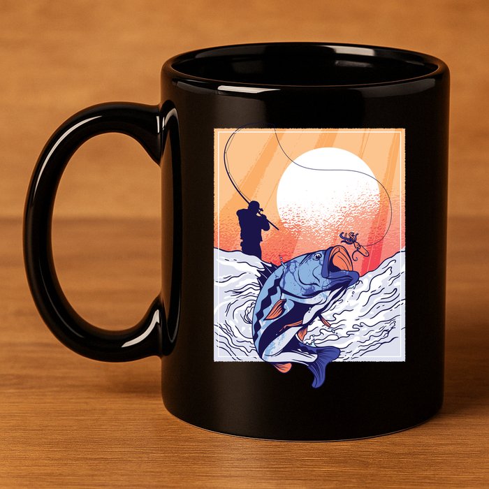 Fisherman Sunset 11oz C Handle Ceramic Mug