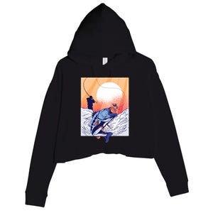 Fisherman Sunset Crop Fleece Hoodie