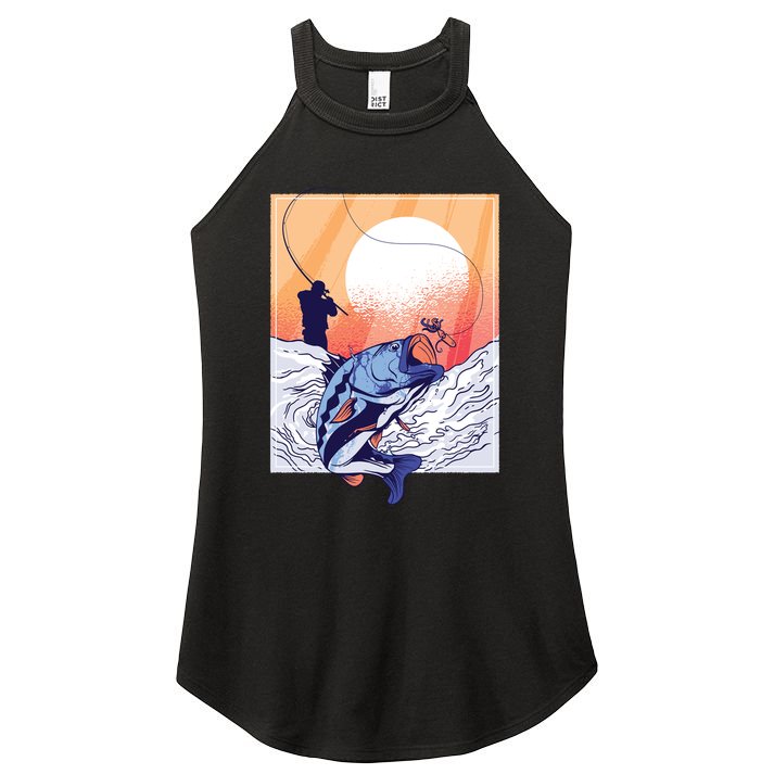 Fisherman Sunset Women's Perfect Tri Rocker Tank