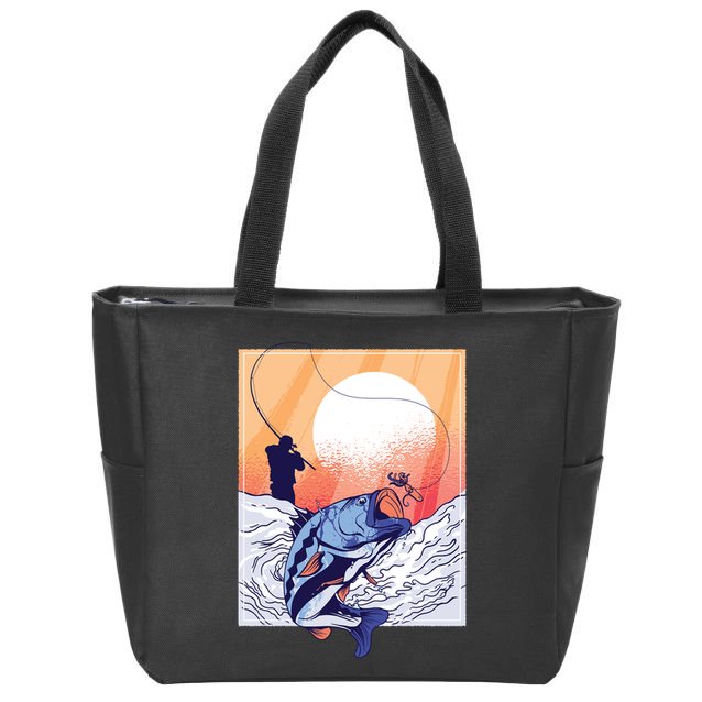 Fisherman Sunset Zip Tote Bag