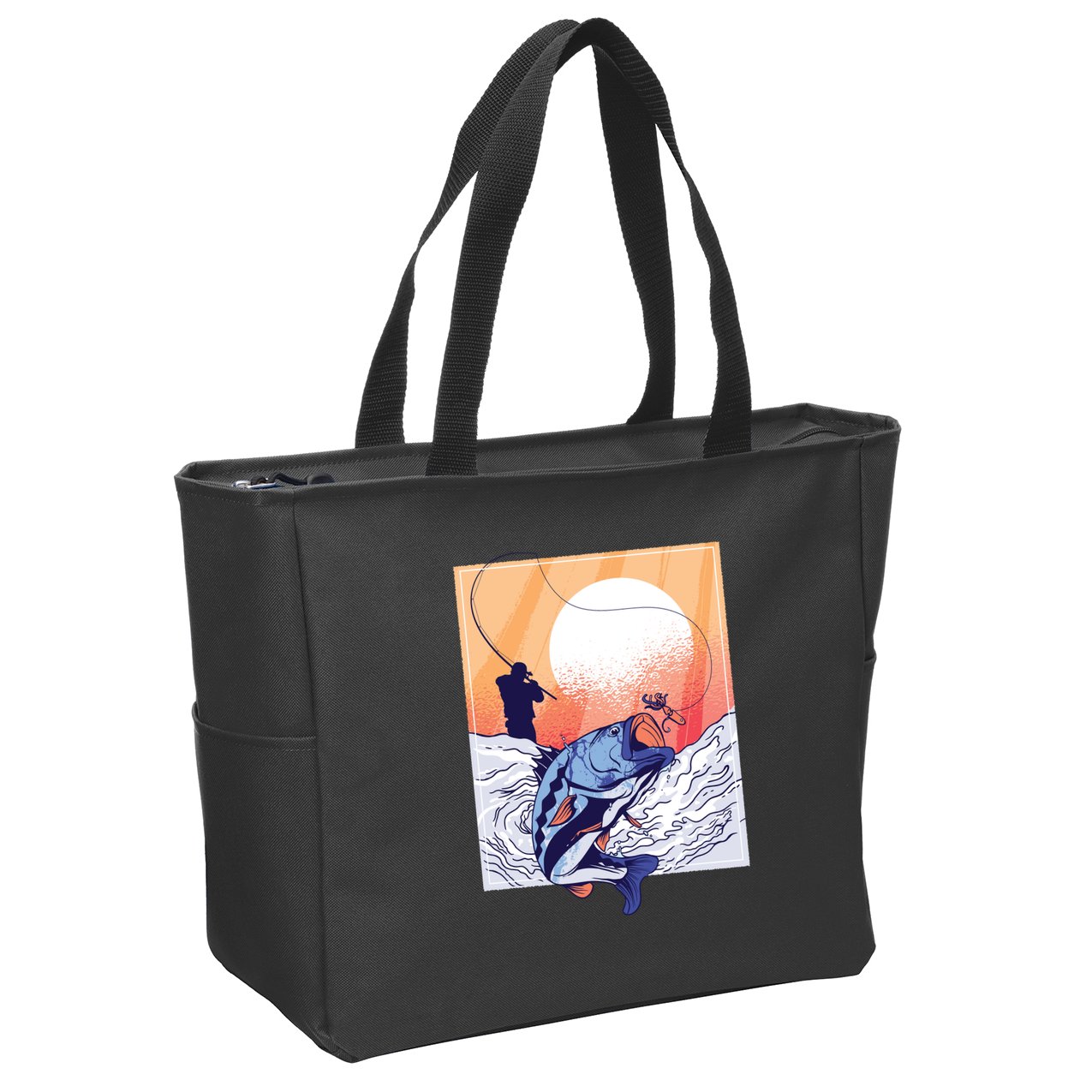 Fisherman Sunset Zip Tote Bag