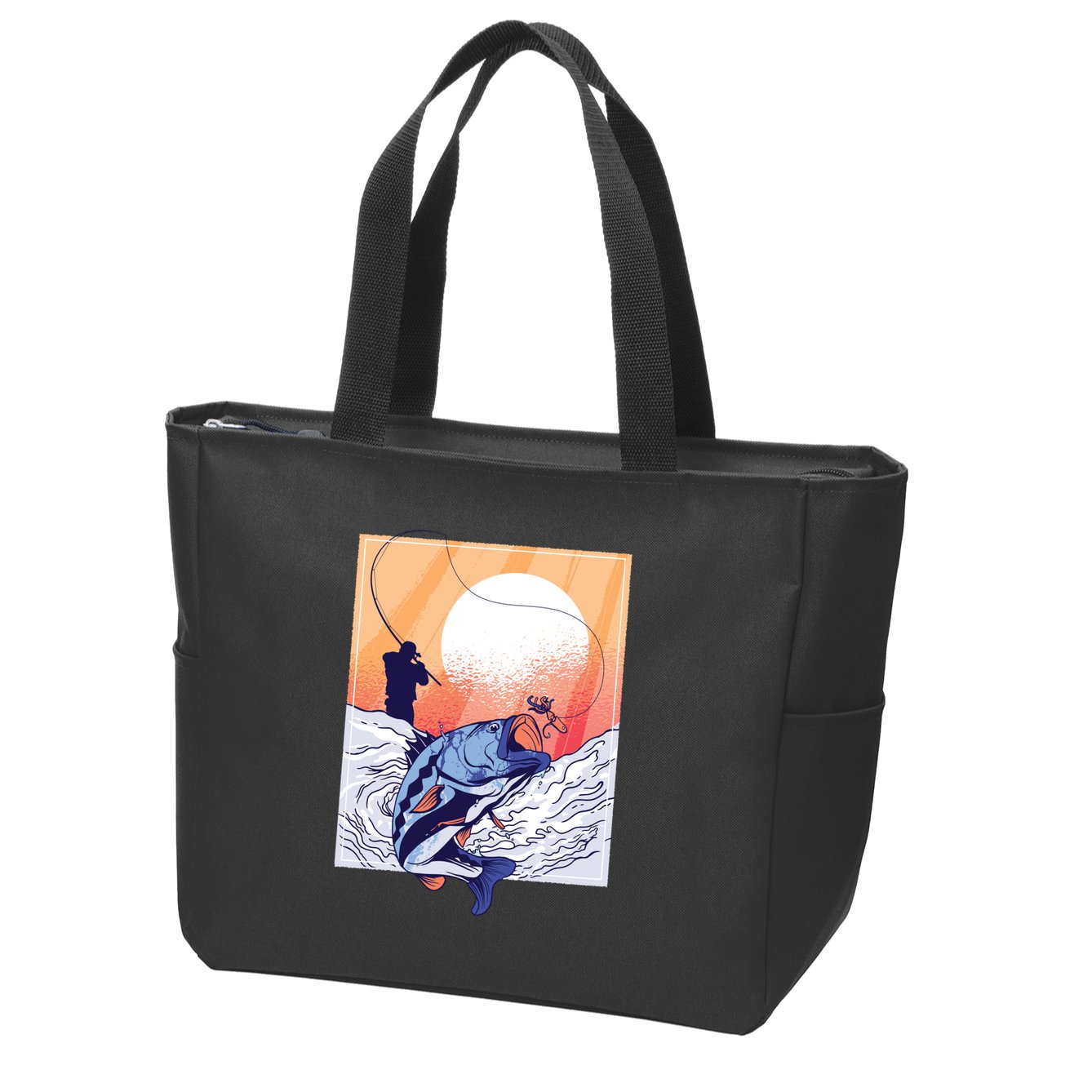 Fisherman Sunset Zip Tote Bag
