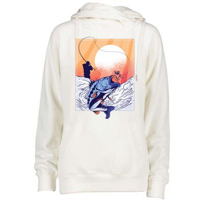 Fisherman Sunset Womens Funnel Neck Pullover Hood