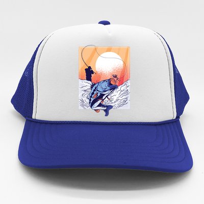 Fisherman Sunset Trucker Hat