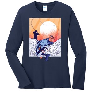 Fisherman Sunset Ladies Long Sleeve Shirt