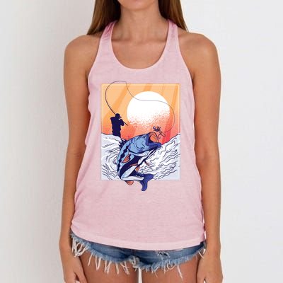 Fisherman Sunset Women's Knotted Racerback Tank