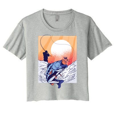 Fisherman Sunset Women's Crop Top Tee