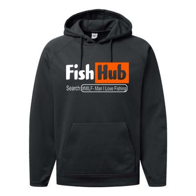 FishHub Milf Man I Love Fishing Funny Performance Fleece Hoodie