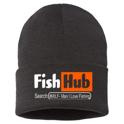 FishHub Milf Man I Love Fishing Funny Sustainable Knit Beanie