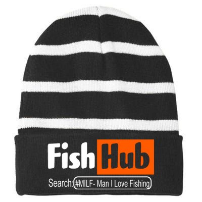 FishHub Milf Man I Love Fishing Funny Striped Beanie with Solid Band