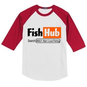 FishHub Milf Man I Love Fishing Funny Kids Colorblock Raglan Jersey