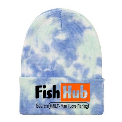 FishHub Milf Man I Love Fishing Funny Tie Dye 12in Knit Beanie