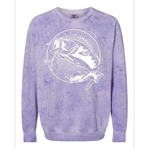 Fishing - Jumping Bass Fish Colorblast Crewneck Sweatshirt