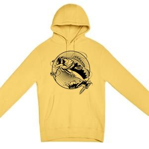 Fishing - Jumping Bass Fish Premium Pullover Hoodie