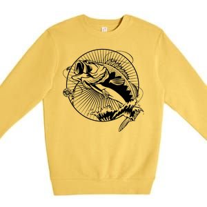 Fishing - Jumping Bass Fish Premium Crewneck Sweatshirt