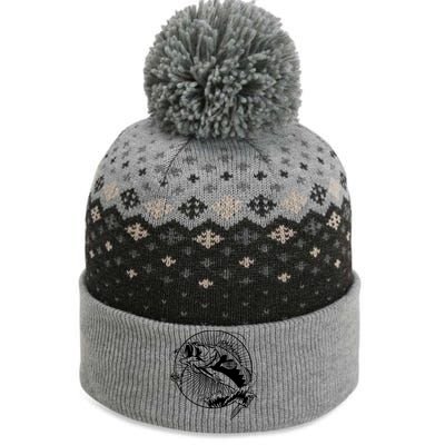 Fishing - Jumping Bass Fish The Baniff Cuffed Pom Beanie