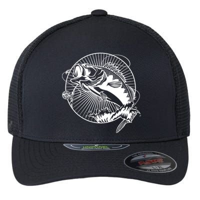 Fishing - Jumping Bass Fish Flexfit Unipanel Trucker Cap