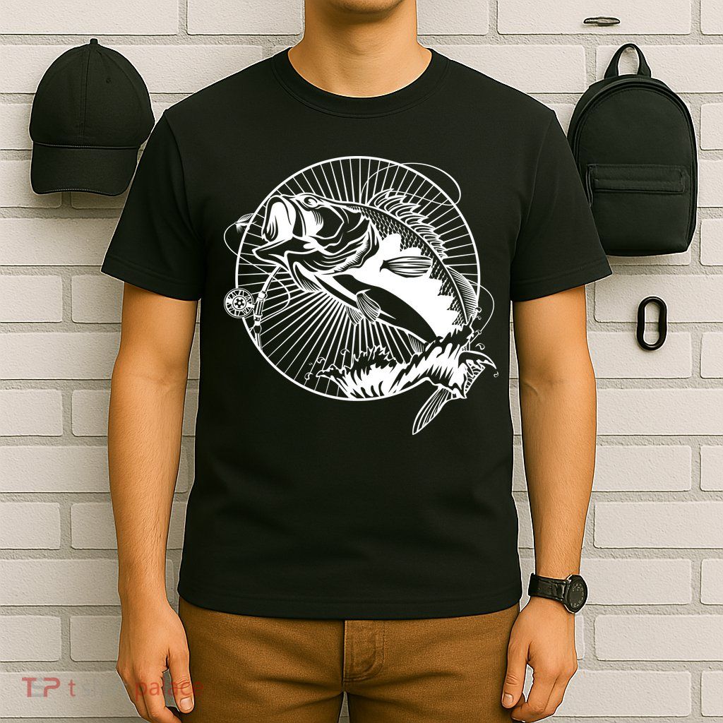 Fishing - Jumping Bass Fish T-Shirt