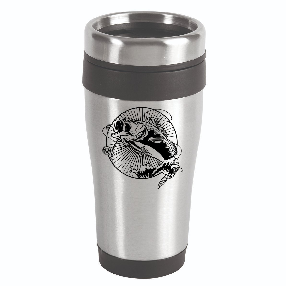 Fishing - Jumping Bass Fish 16oz Travel Tumbler