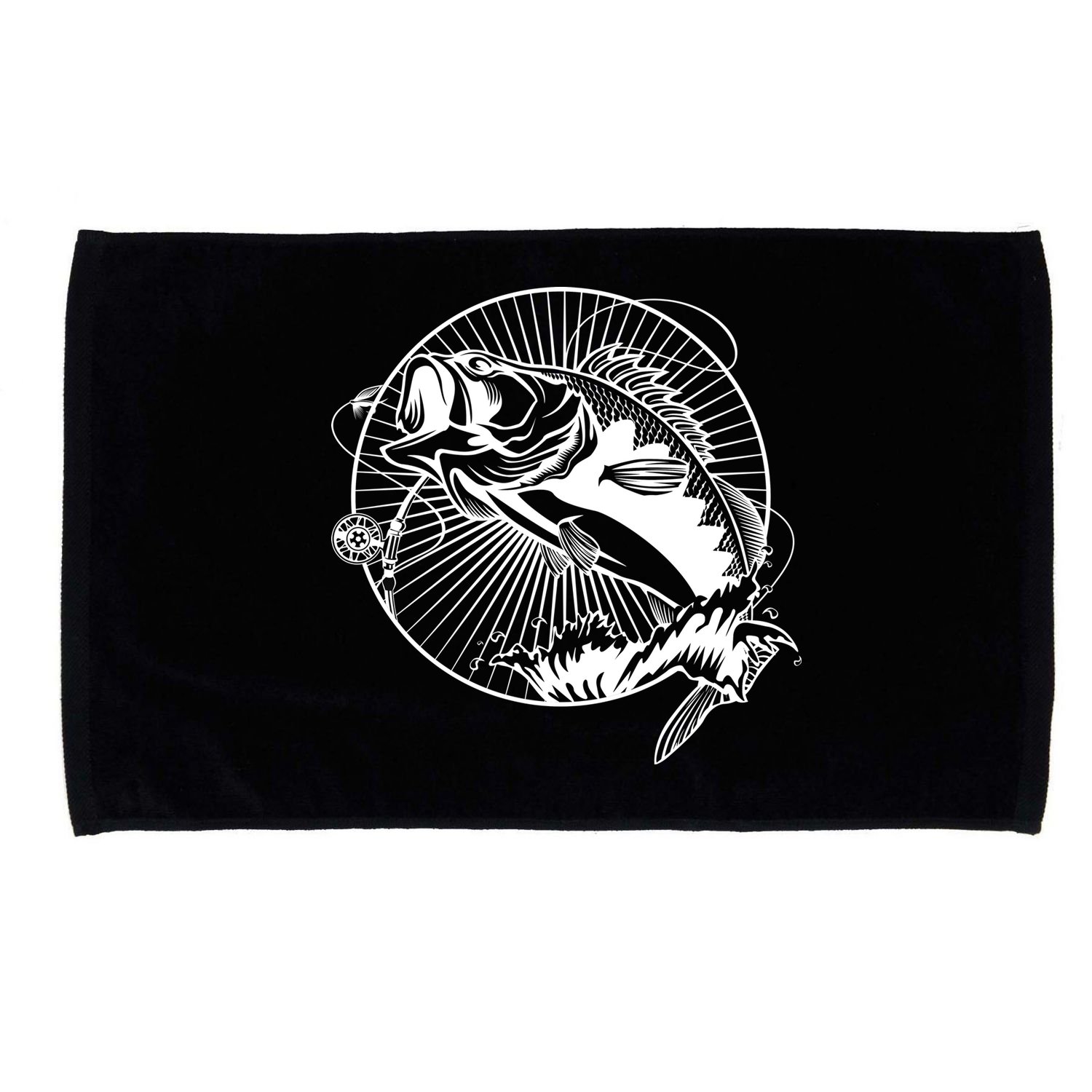 Fishing - Jumping Bass Fish Microfiber Hand Towel