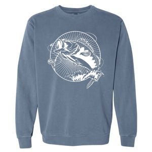 Fishing - Jumping Bass Fish Garment-Dyed Sweatshirt