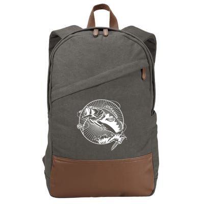Fishing - Jumping Bass Fish Cotton Canvas Backpack