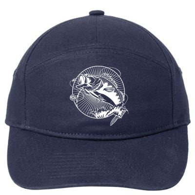 Fishing - Jumping Bass Fish 7-Panel Snapback Hat