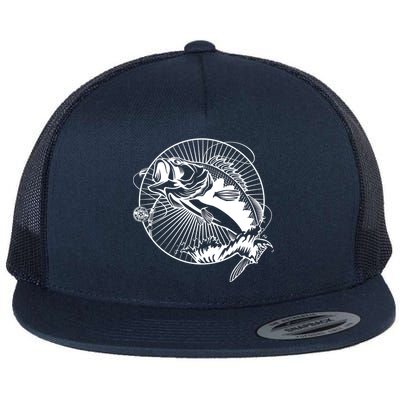 Fishing - Jumping Bass Fish Flat Bill Trucker Hat