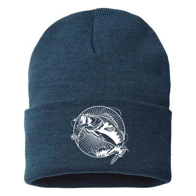 Fishing - Jumping Bass Fish Sustainable Knit Beanie