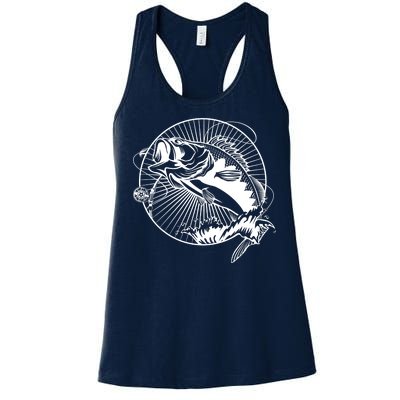 Fishing - Jumping Bass Fish Women's Racerback Tank