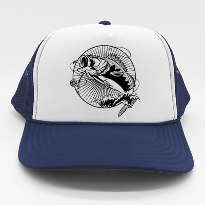 Fishing - Jumping Bass Fish Trucker Hat