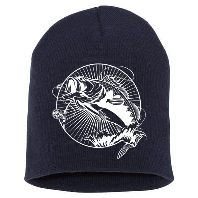 Fishing - Jumping Bass Fish Short Acrylic Beanie