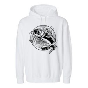 Fishing - Jumping Bass Fish Garment-Dyed Fleece Hoodie