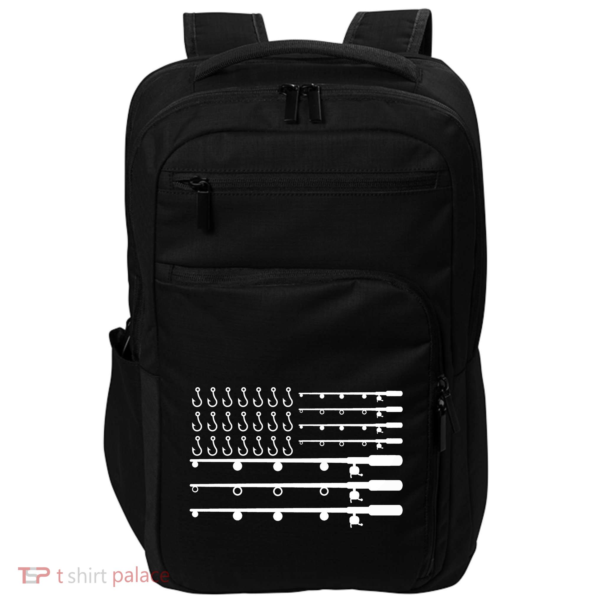Fishing American Flag Fisherman Rods Impact Tech Backpack