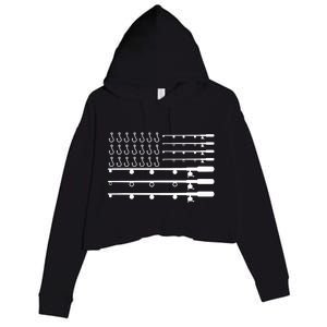 Fishing American Flag Fisherman Rods Crop Fleece Hoodie