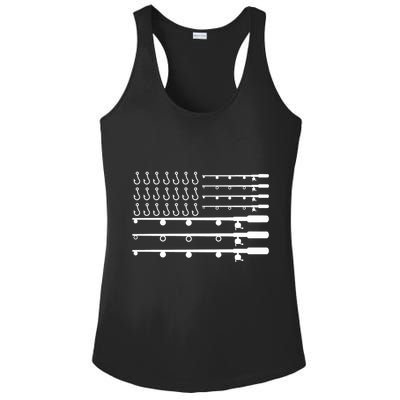 Fishing American Flag Fisherman Rods Ladies PosiCharge Competitor Racerback Tank