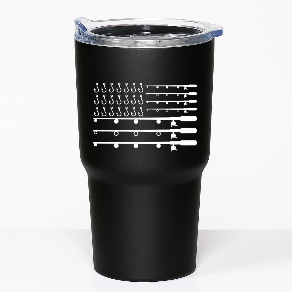 Fishing American Flag Fisherman Rods Tumbler
