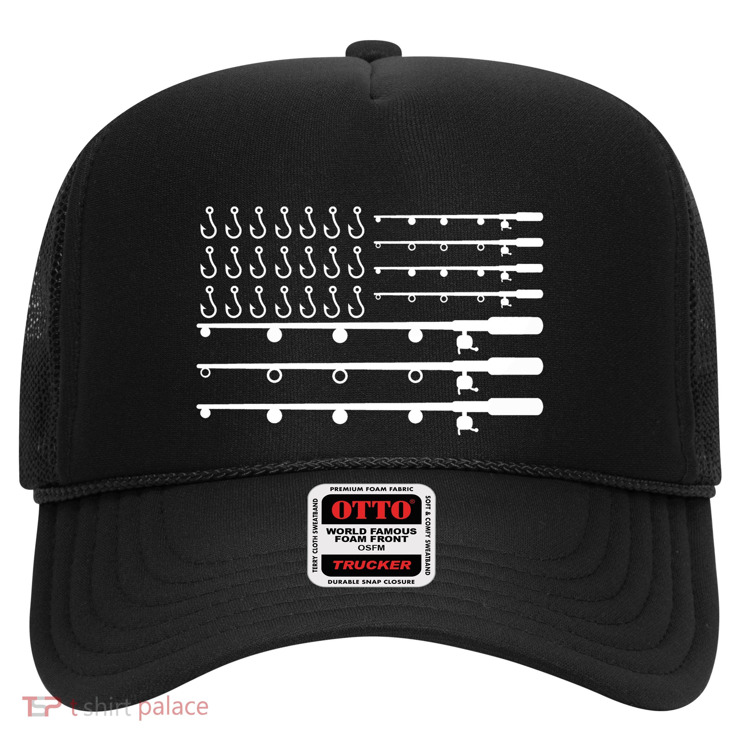 Fishing American Flag Fisherman Rods Trucker Hat