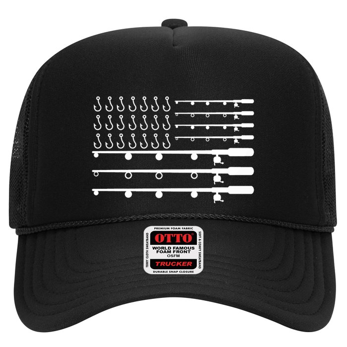 Fishing American Flag Fisherman Rods Trucker Hat