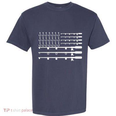 Fishing American Flag Fisherman Rods Garment-Dyed Heavyweight T-Shirt