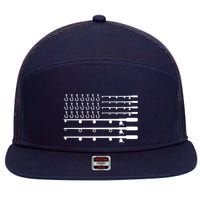 Fishing American Flag Fisherman Rods 7 Panel Mesh Trucker Snapback Hat