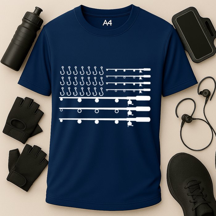 Fishing American Flag Fisherman Rods Performance Shirt