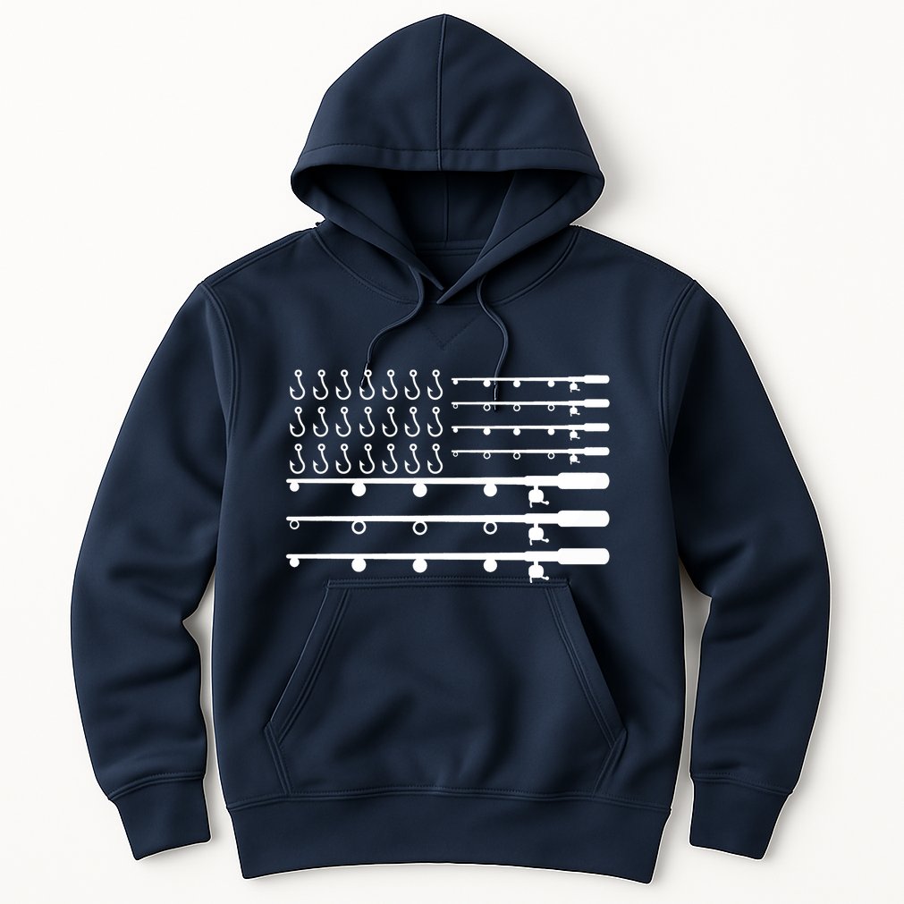 Fishing American Flag Fisherman Rods Hoodie
