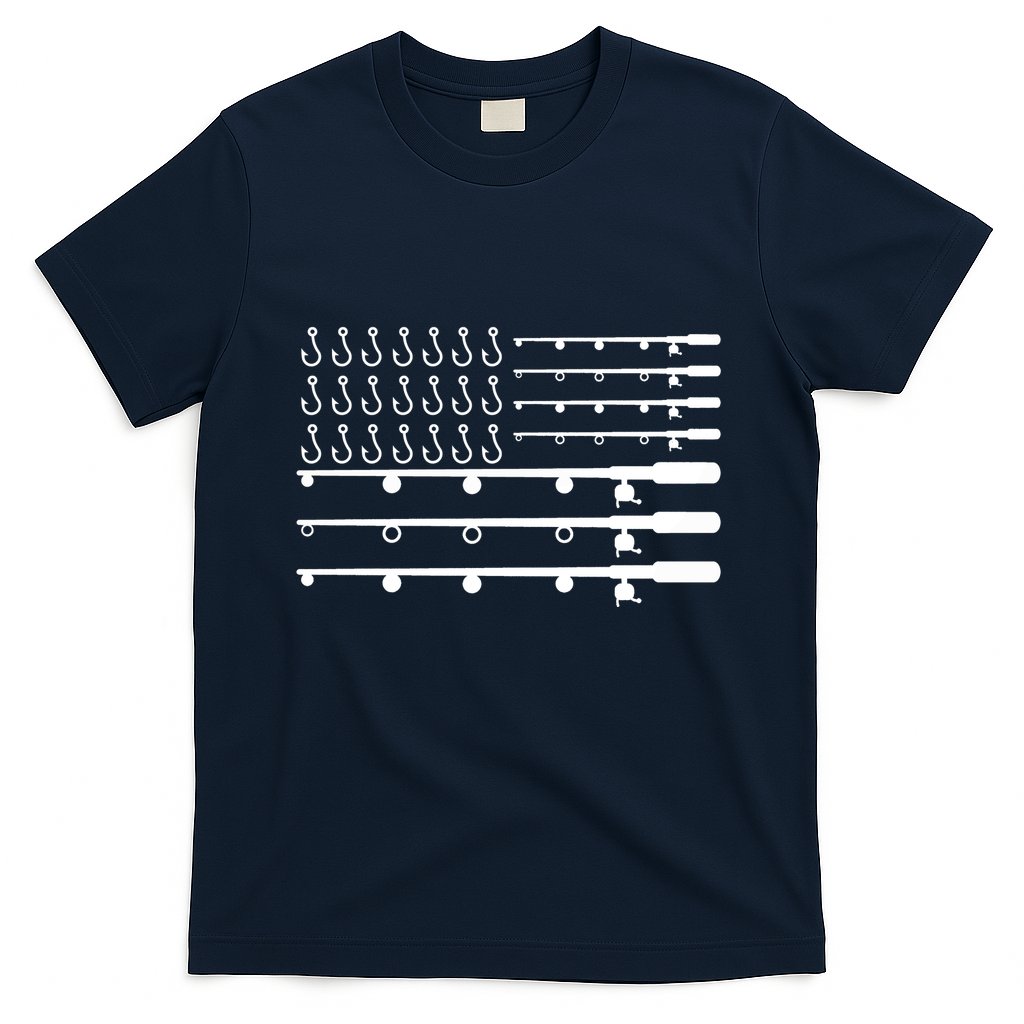 Fishing American Flag Fisherman Rods T-Shirt