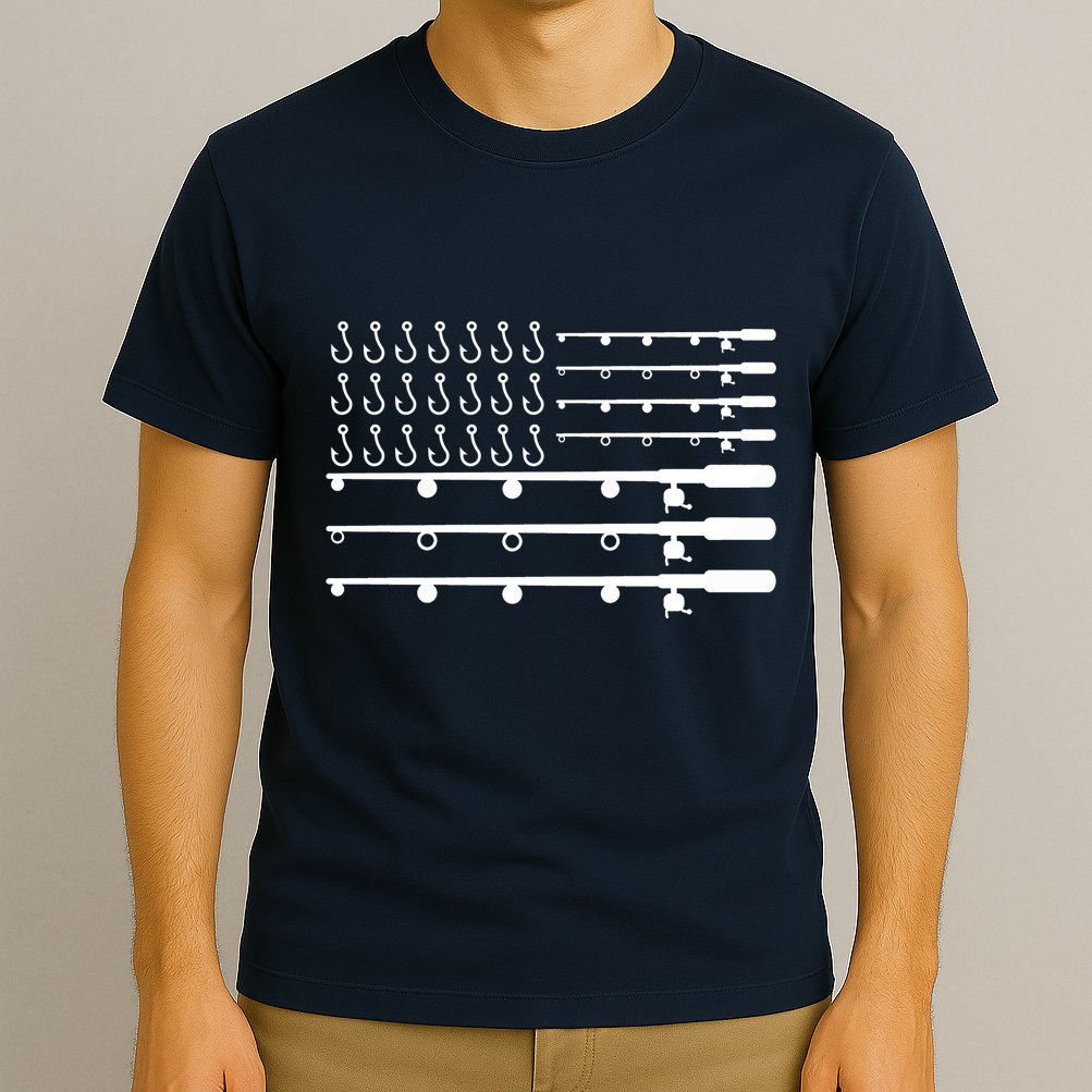 Fishing American Flag Fisherman Rods T-Shirt