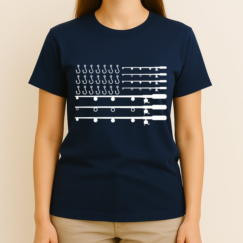 Fishing American Flag Fisherman Rods T-Shirt