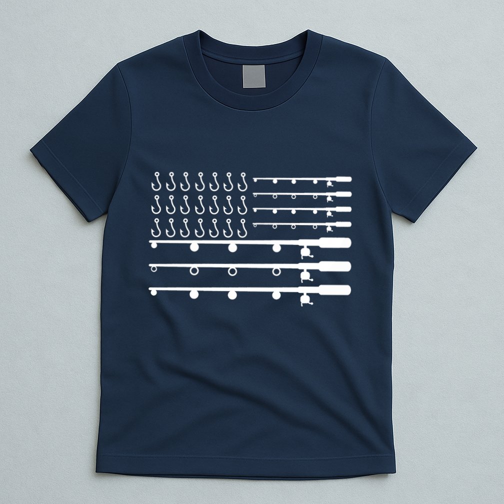 Fishing American Flag Fisherman Rods T-Shirt