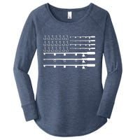 Fishing American Flag Fisherman Rods Women's Perfect Tri Tunic Long Sleeve Shirt