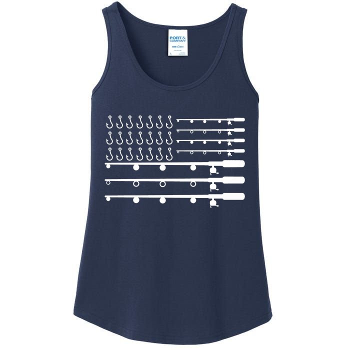 Fishing American Flag Fisherman Rods Ladies Essential Tank