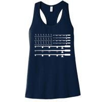 Fishing American Flag Fisherman Rods Women's Racerback Tank